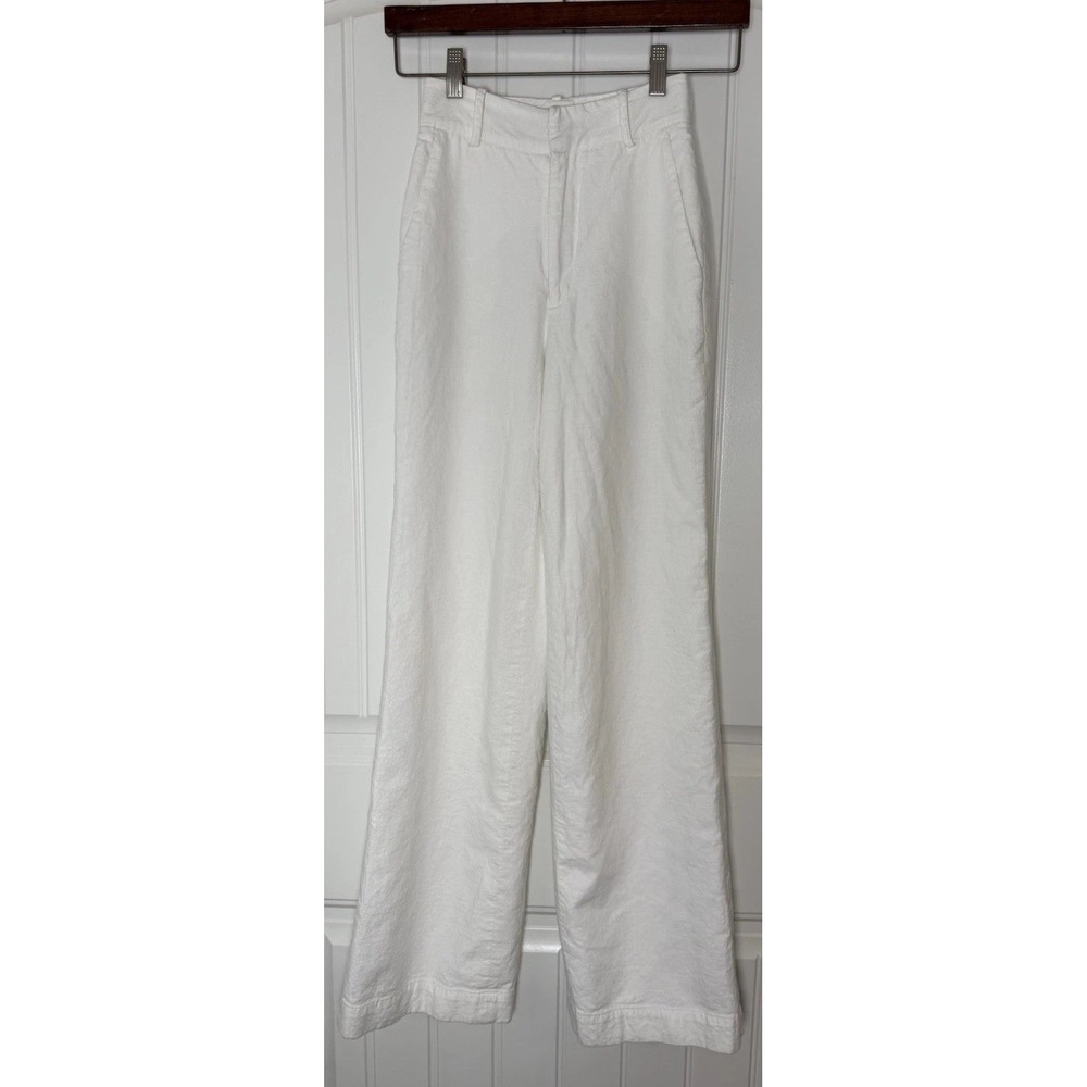 House Of CB Pants XS Tasha High Waist Wide Leg Linen Blend Women White Office